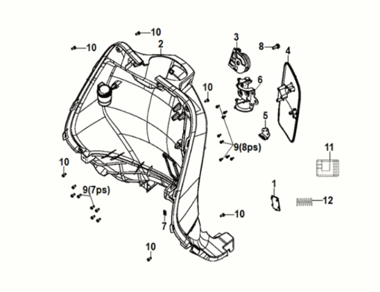 Vordere Innenabdeckung Sym Fiddle IV 50 E5 Grau (GY-430C)
