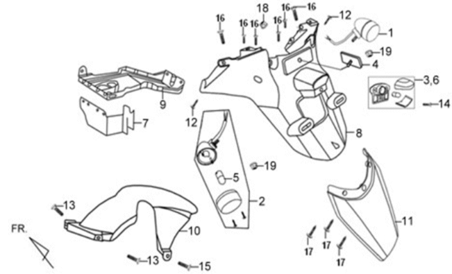 Sym X'PRO 125 Heckkotflügel/ Schmutzfänger
