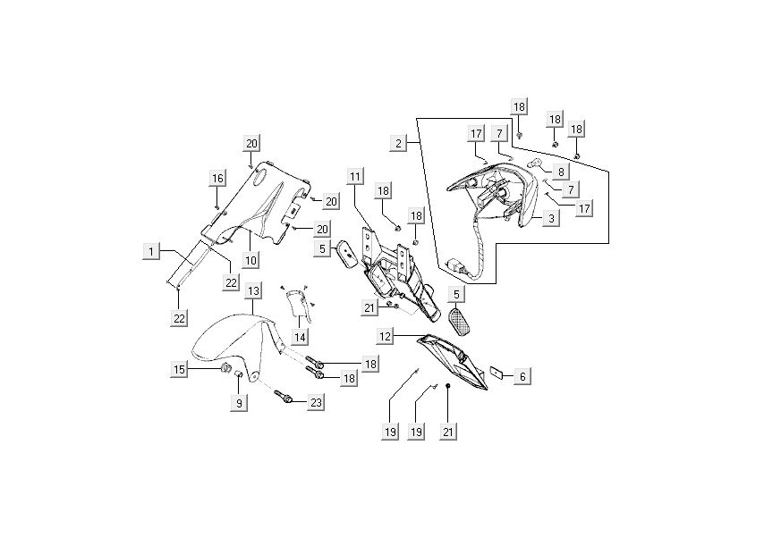 A - Light - Haube Kymco Super9 2-Takt nm Silber