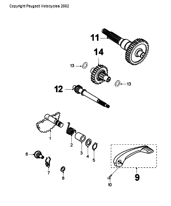 Antriebswellen - Kickstarter Peugeot Citystar 50 Weiß
