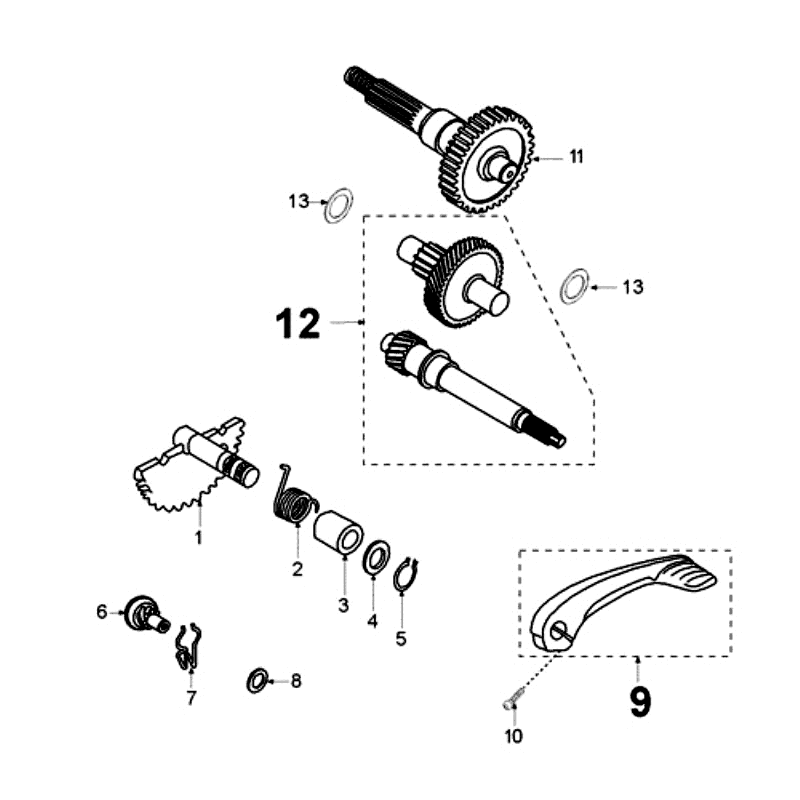 Antriebswellen - Kickstarter Peugeot Ludix 10 Schwarz