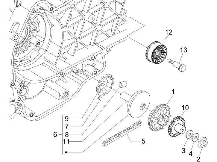 Antriebsrolle Gilera Runner 200cc VXR 4-Takt 2006-Aandrijfpoelie Gilera Runner 200cc VXR