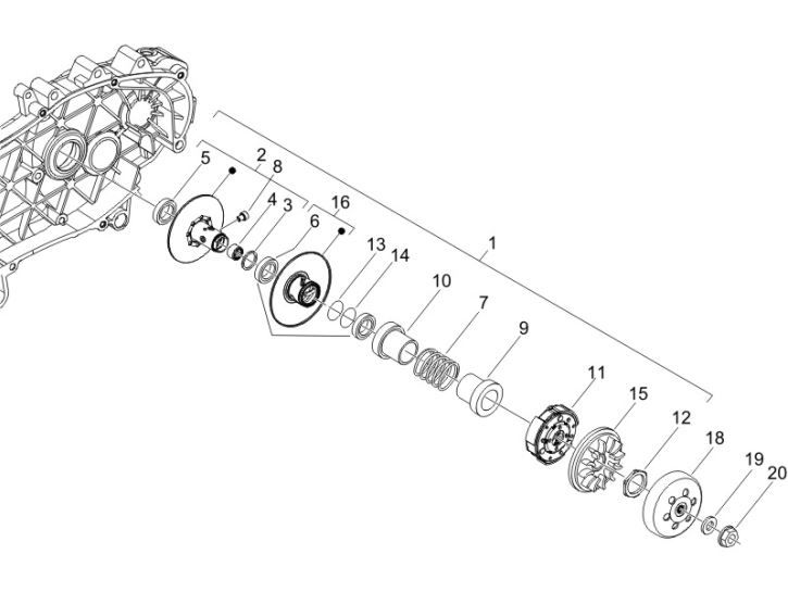 Antriebsrolle Gilera Runner 200cc VXR 4-Takt 2006-Aangedreven poelie Gilera Runner 200cc VXR