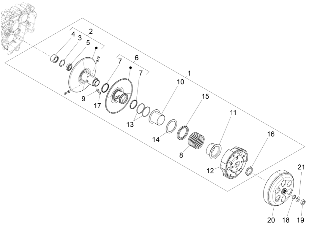 Piaggio Fly 125 4-Takt 3V IE E3 angetriebene Riemenscheibe