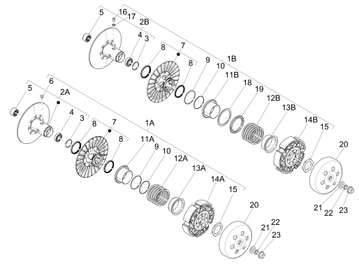 Riemenscheibe mit Antrieb Piaggio MP3 500 LT Sport 2014-2016