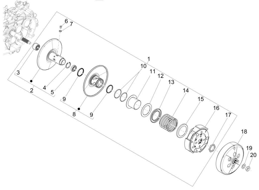 Vespa GTS 125 4T E4 ABS 2019 angetriebene Riemenscheibe (EMEA)