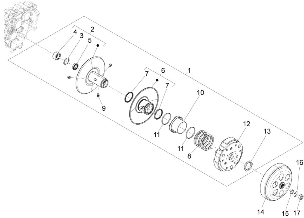 Angetriebene Riemenscheibe Vespa Sprint 125 4T 3V IE ABS