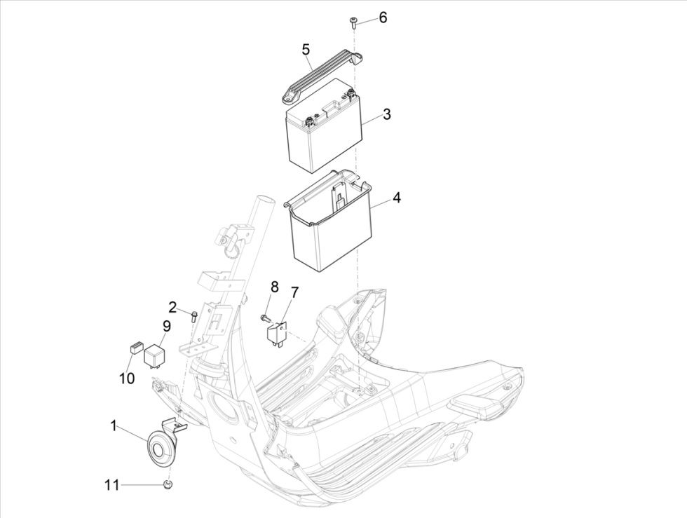 Batterie - Hupe Vespa Primavera 4-Takt 3V (Euro5-Injektion IGET)