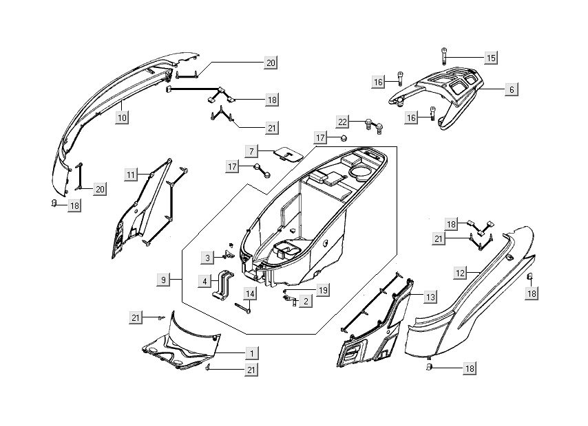 Heckhauben Kymco People S 4-Takt deep ocean blue