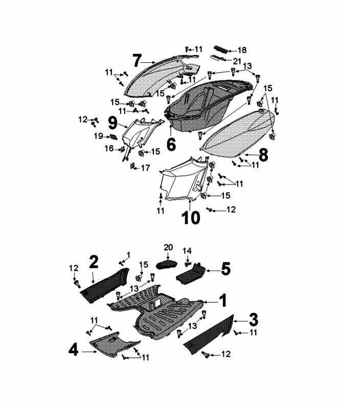 Hintere Beschichtung Peugeot Kisbee verrückt grau original euro4