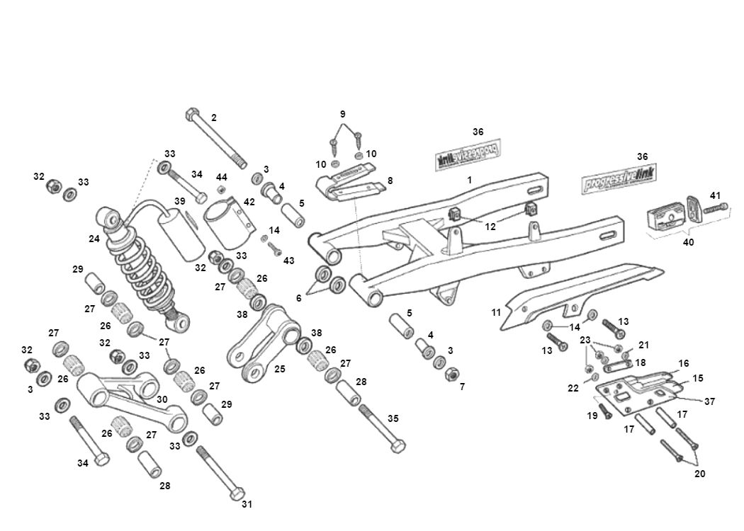 Schwinge Derbi Senda R altes Modell