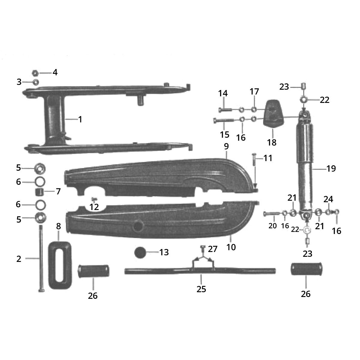 Schwingenkettenschutz Fußstütze Stossdamper C50 Sport 517-21L0