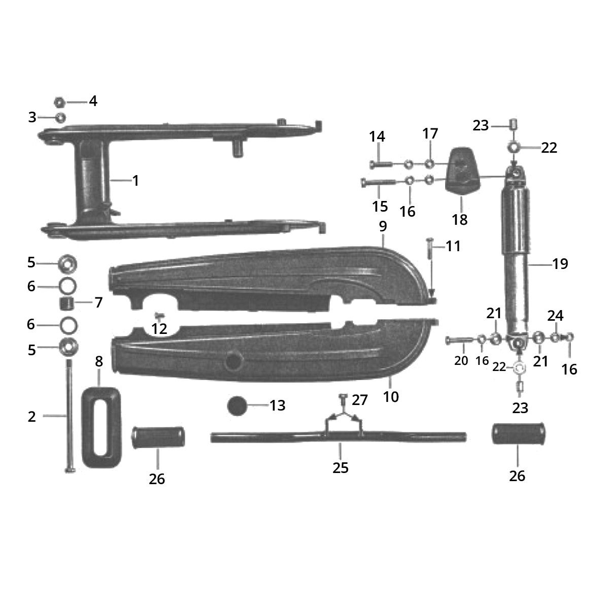 Schwingenkettenschutz Fußstütze Zundapp GTS 50 517-40L5