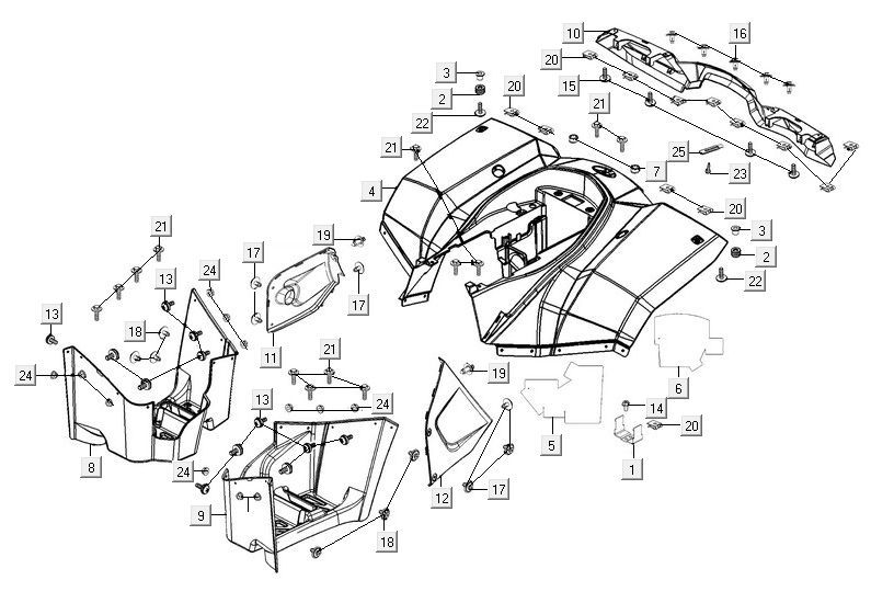 Hintere Abdeckungen Kymco MXU 300R