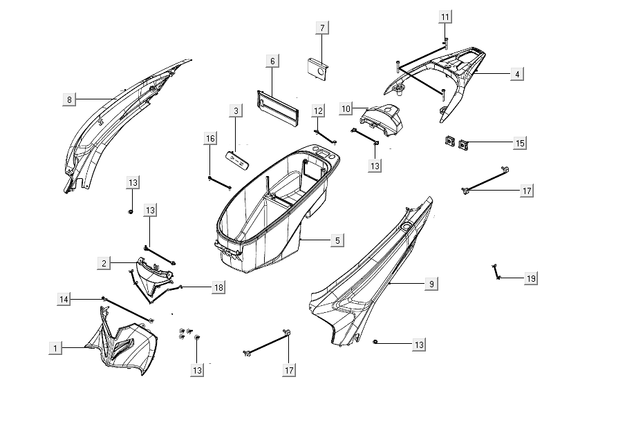 TEILE DECKEL HINTEN Kymco People S 50i E4 Blau