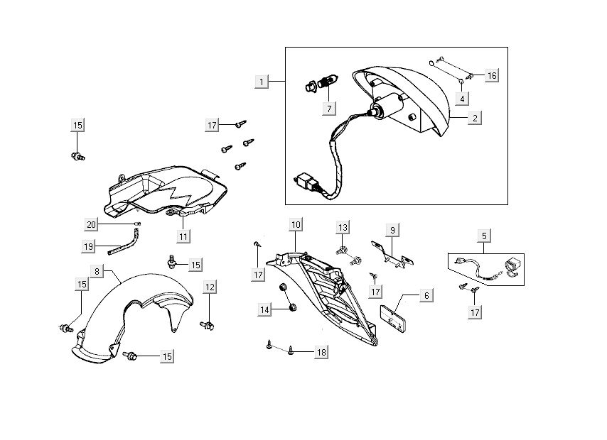 Rücklichthauben Kymco Sento 4-Takt Spring Brown