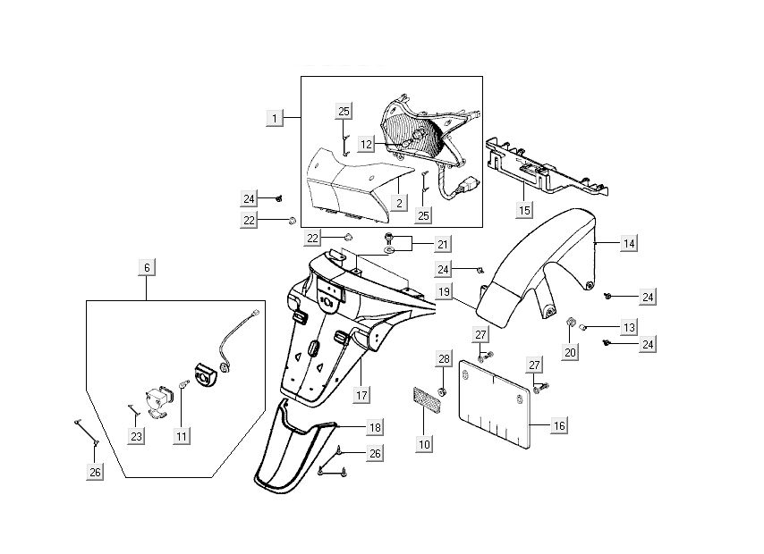 Rücklichthauben Kymco Grand Dink 2-Takt Anthrazit