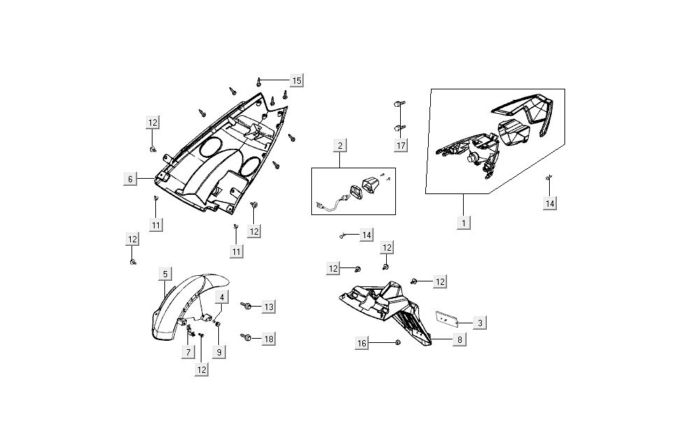 Rücklichthauben Kymco Super8 4-Takt ab 2009 weiß
