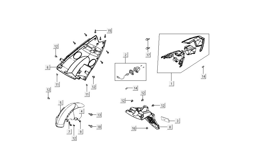 Rücklichtabdeckungen Kymco Super 8 4-Takt (2007-2009) Blau gelb