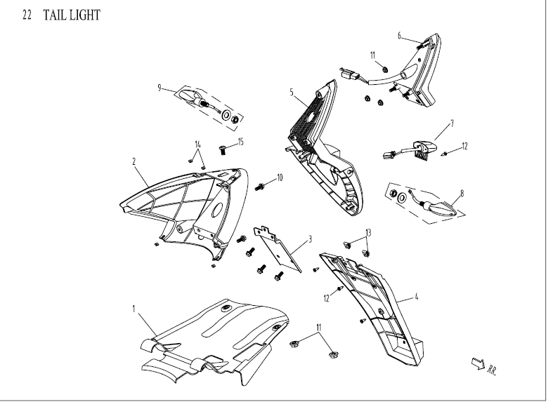Rücklicht-Blinker China Venom schwarz