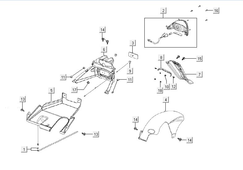 Kotflügel Rücklicht Kymco Agility Fat 12' 4-Takt blau