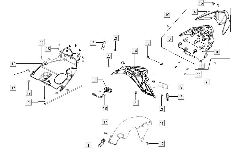 Rücklicht Kotflügel Kymco Agility RS 4-Takt weiß 11