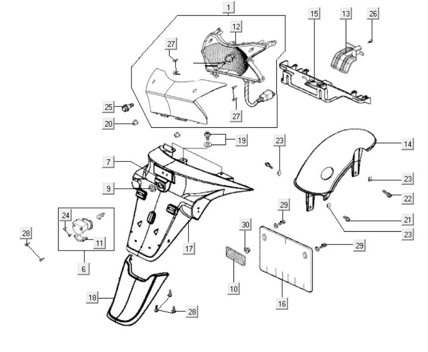 Rücklicht - Kotflügel hinten Kymco Grand Dink 250cc
