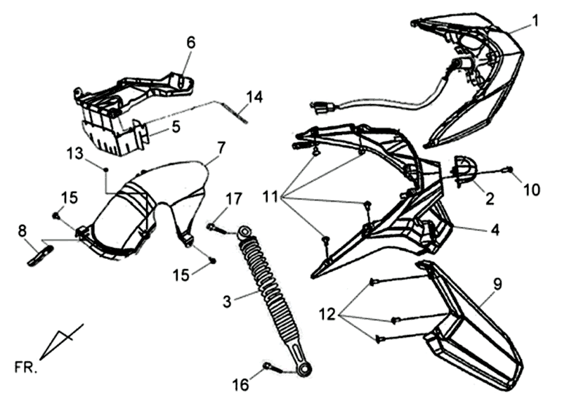 Rücklicht - Teleskop hinten Sym Jet 4 (R086) rot
