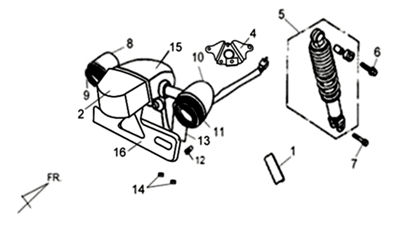 Rücklicht - Heckteleskop Sym Allo (WH871) champagner