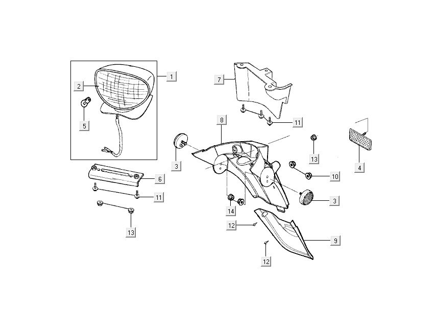 Rücklicht - Haube Kymco People 2-Takt blau