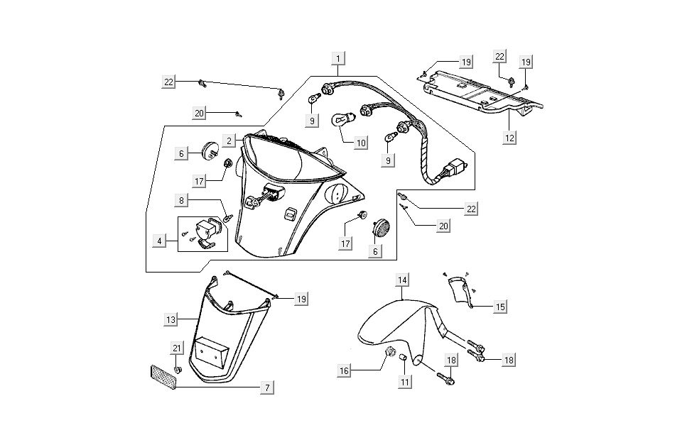 Rücklicht - Kapdelen Kymco B&W LC 2-Takt Silber