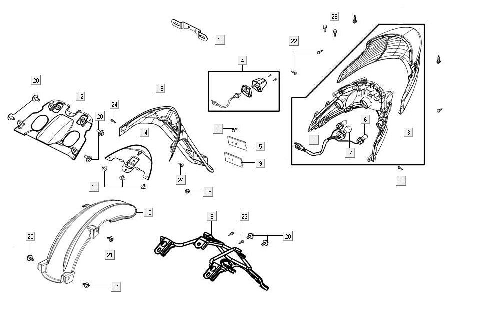 Rücklicht AGILITY 16+ 4T 125 Matt Metallic Hellblau