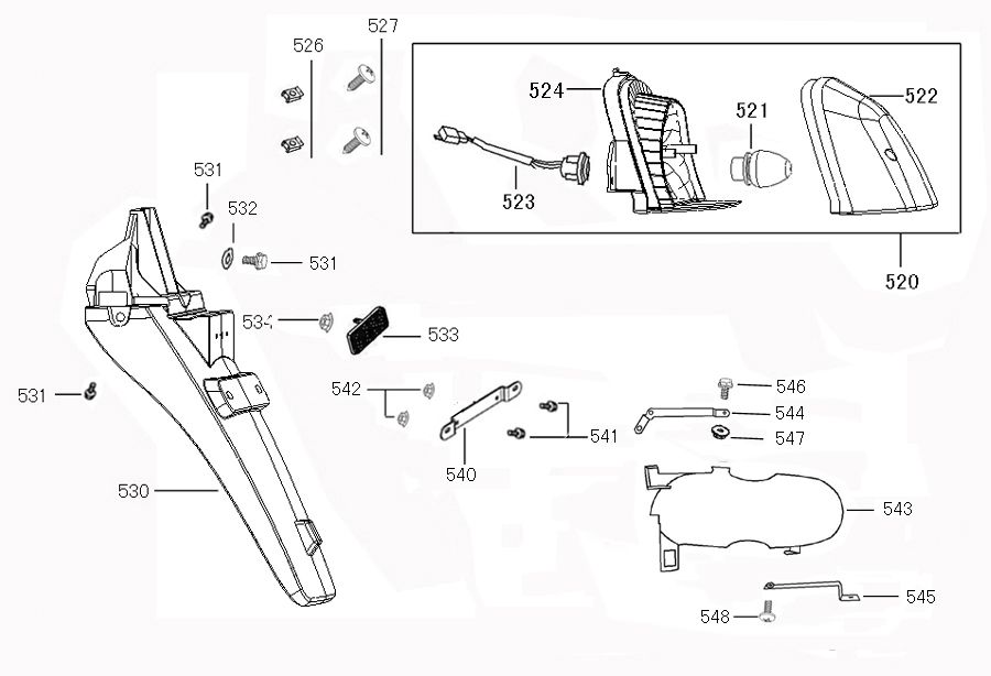 Rücklicht Benzhou ZN50QT-36 creme