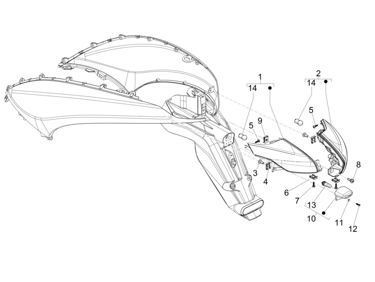 Blinker - Rücklicht Piaggio Beverly 300 IE ABS E4 2016 - 2020 (EMEA)