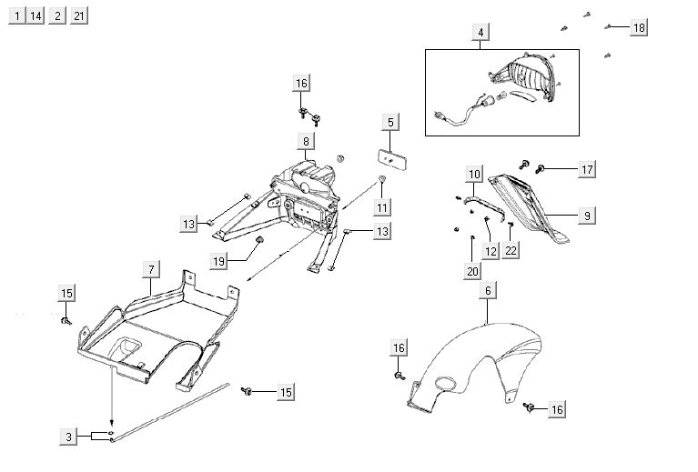 Rücklicht Kymco Agility 12' 4-Takt sportliches Blau