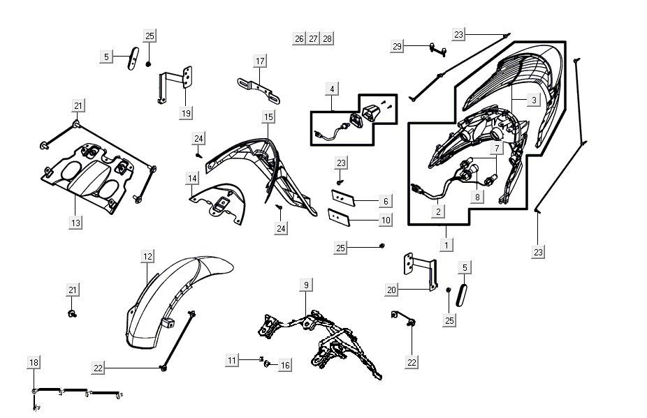 Rücklicht Kymco Agility 16'+ 4-Takt-Einspritzung euro4 mattgrau