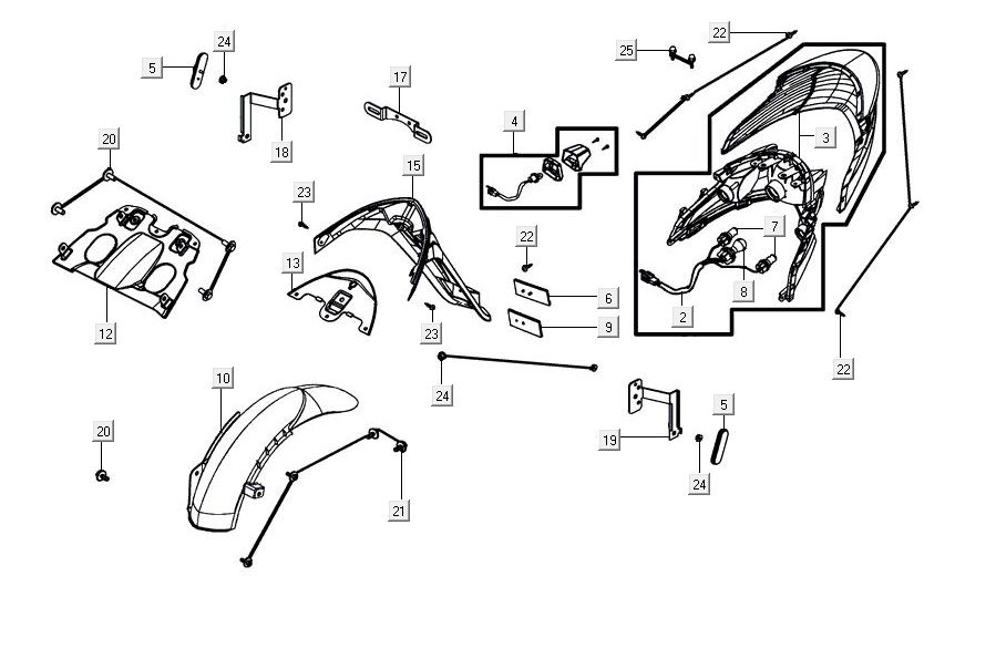 Rücklicht Kymco Agility 16'+ 4t mattmetalic silber