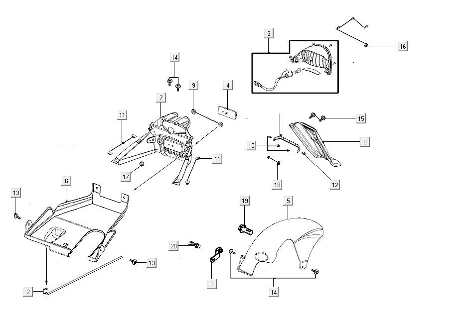 Rücklicht Kymco Carry 4-Takt-Einspritzung euro4 glänzend schwarz