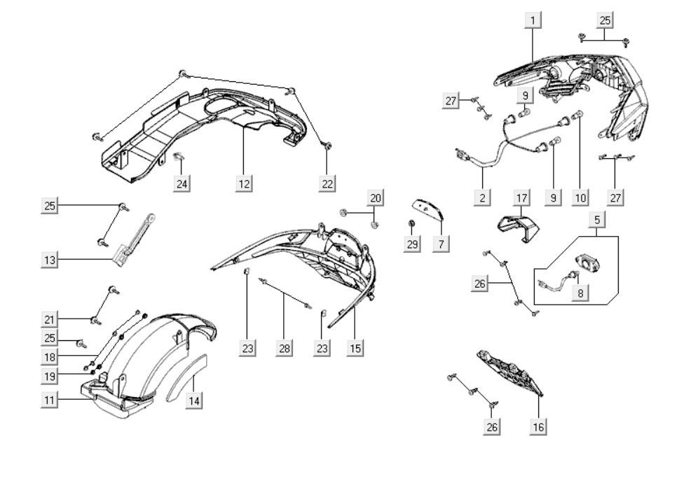 Rücklicht Kymco Downtown 300i weiß