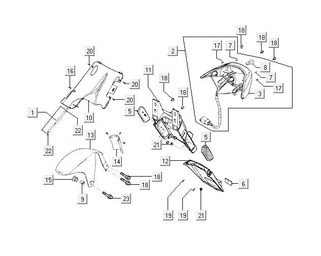 Rücklicht Kymco Super9 2t lc om mattschwarz-rot