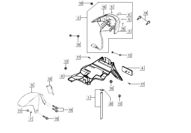 Rücklicht Kymco Vitality 2t ac blau