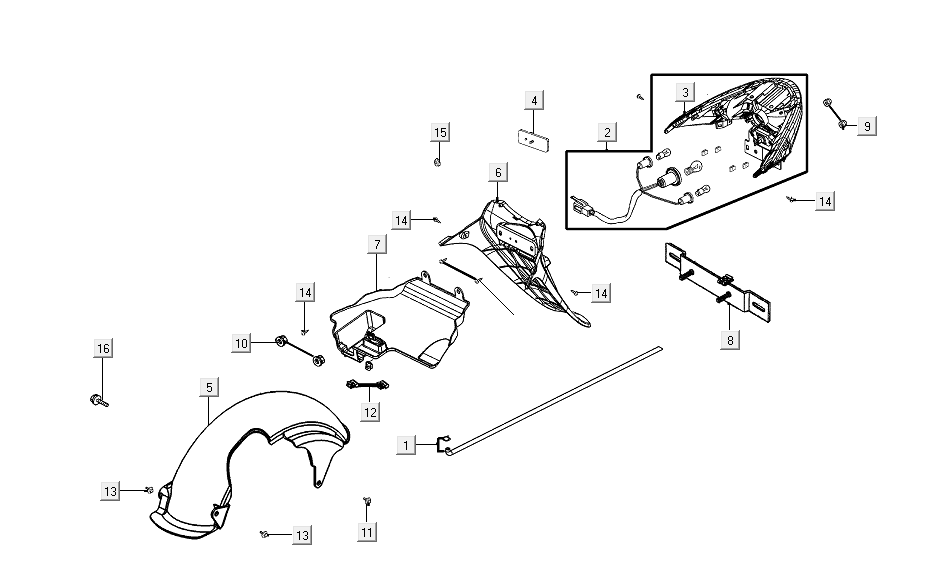 Rücklicht Kymco VP50i Einspritzung Euro 4 Eiche Metallic