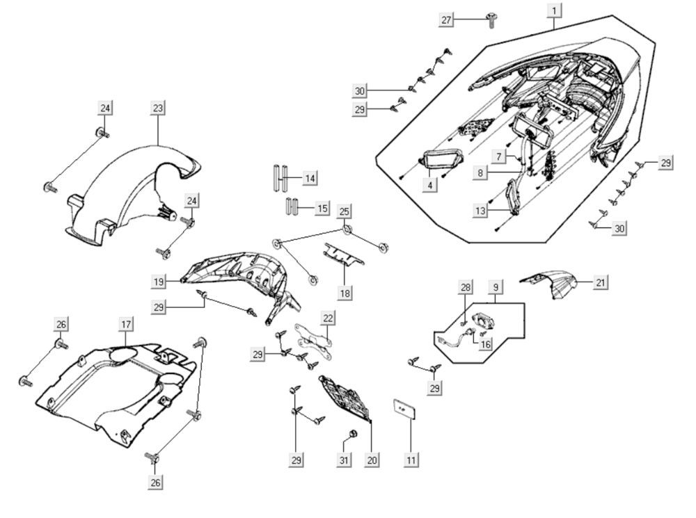 Rücklicht Kymco Xciting 400i Yellow