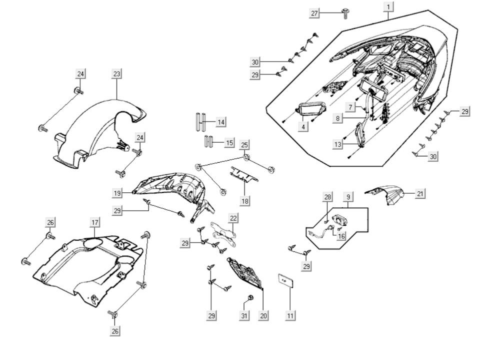 Rücklicht Kymco Xciting 400i Matt Schwarz