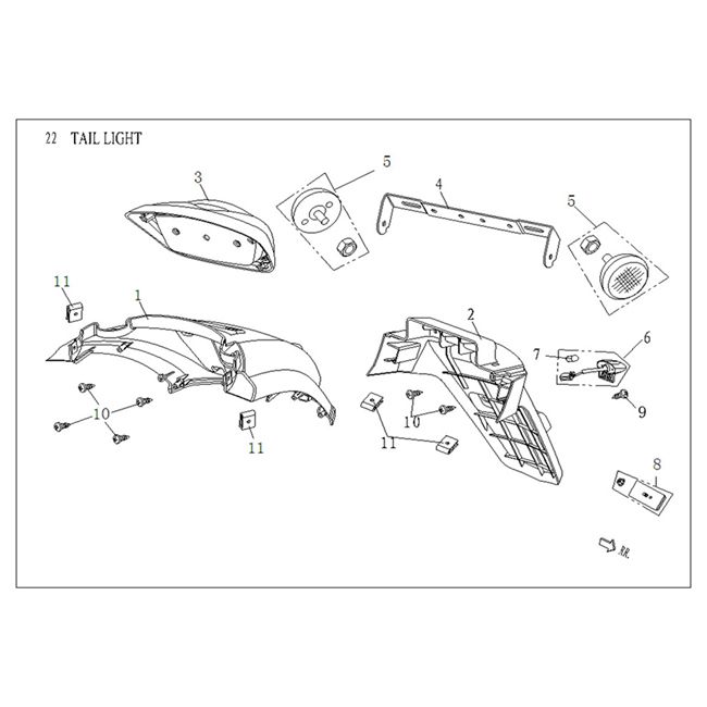 Rücklicht/Kotflügel dunkelblau Agm Vx50 plus