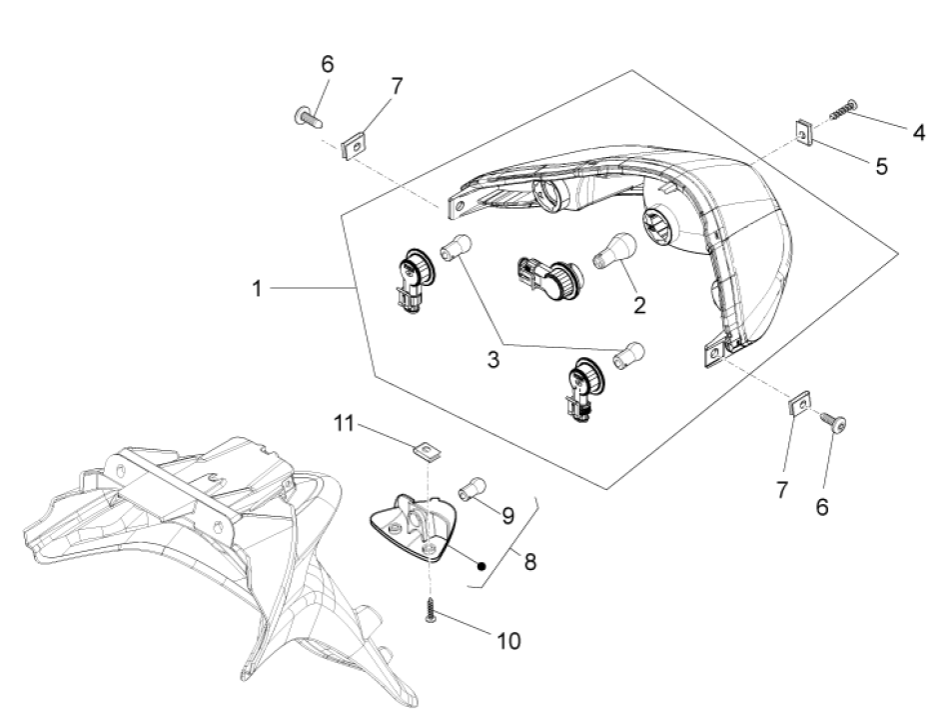 Piaggio Fly 125 4-Takt 3V IE E3 Rückleuchten