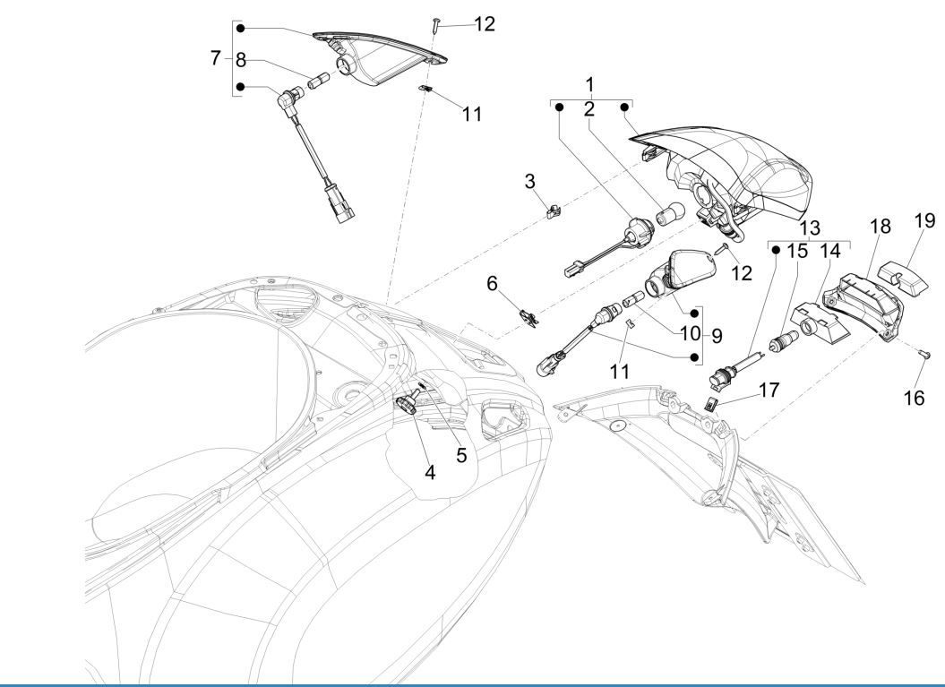Rücklicht-Blinker Vespa Sprint 125 4T 3V IE ABS