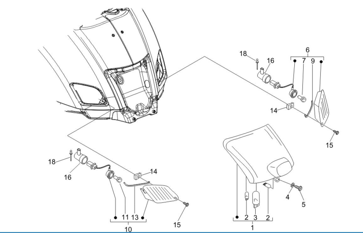 Rücklicht-Blinker Vespa GTV 250 4T 4V IE