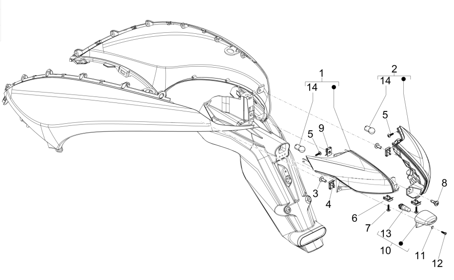 Piaggio Beverly 125 RST 4T 4V IE E3 2010-2015 Rücklichter (EMEA)