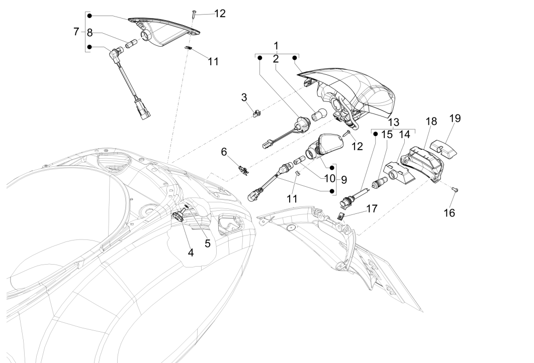 Rücklicht - Heckblinker Vespa Sprint 150 3V IE ABS Euro 3 2015